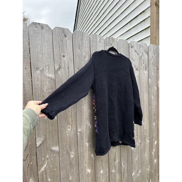 Vintage Chaus‎ Sweater Floral Black Cottagecore Small Winter Knit Fall Cozy - Picture 8 of 8